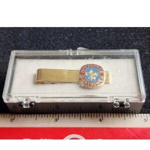 Vintage Boy Scouts Of America Tie Clip Clasp Robbins Co. Gold Tone New In Box